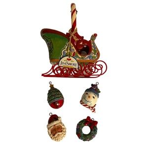 Jim Shore Heartwood‎ Creek Jingle All The Way Christmas Sleigh w/ Ornaments NWT
